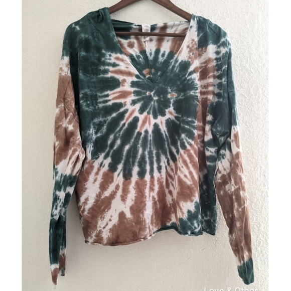 Unwritten Tops - Unwritten Tie Dye Hooded Long Sleeve Tee